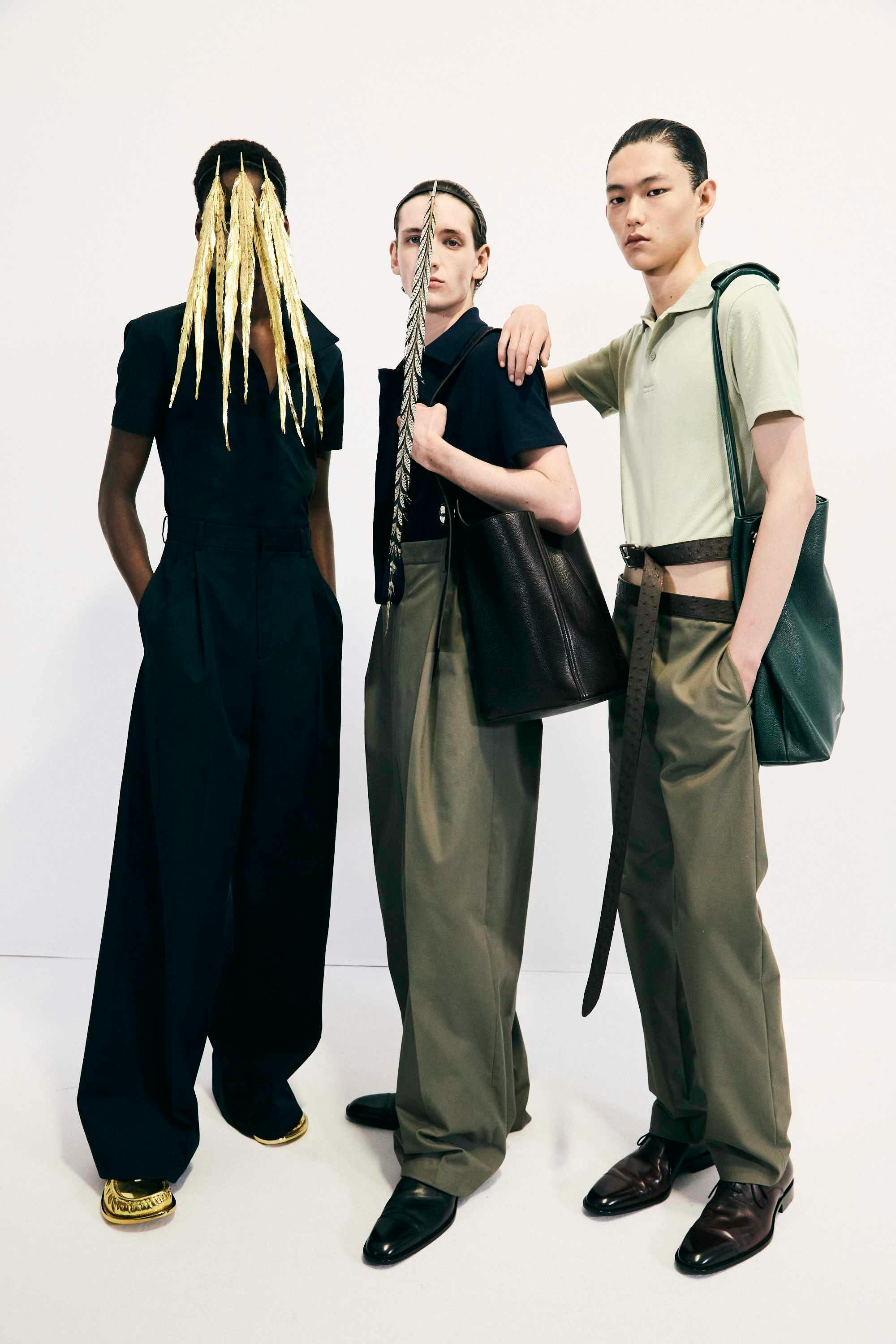 backstage at LOEWE SS25 menswear