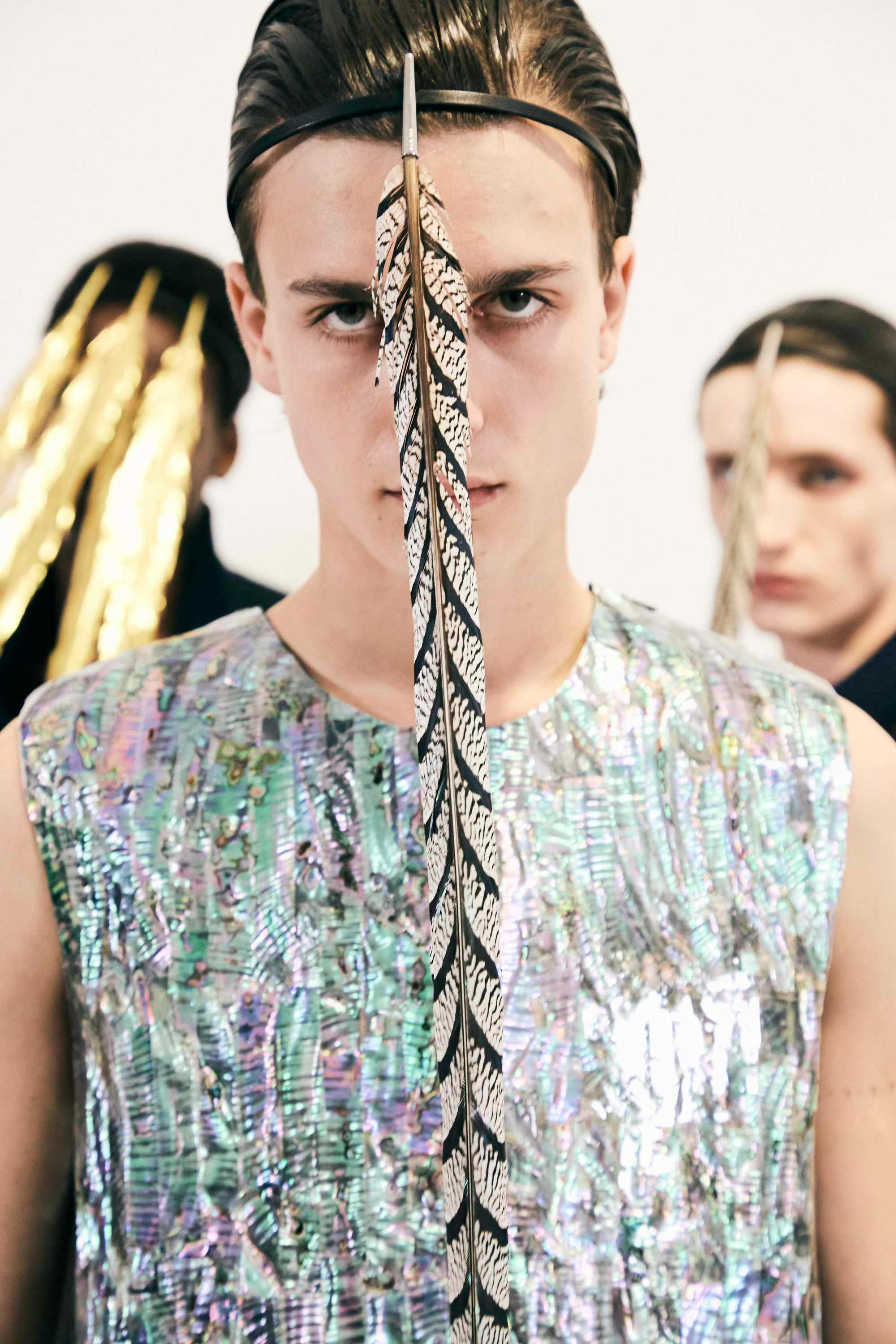 backstage at LOEWE SS25 menswear