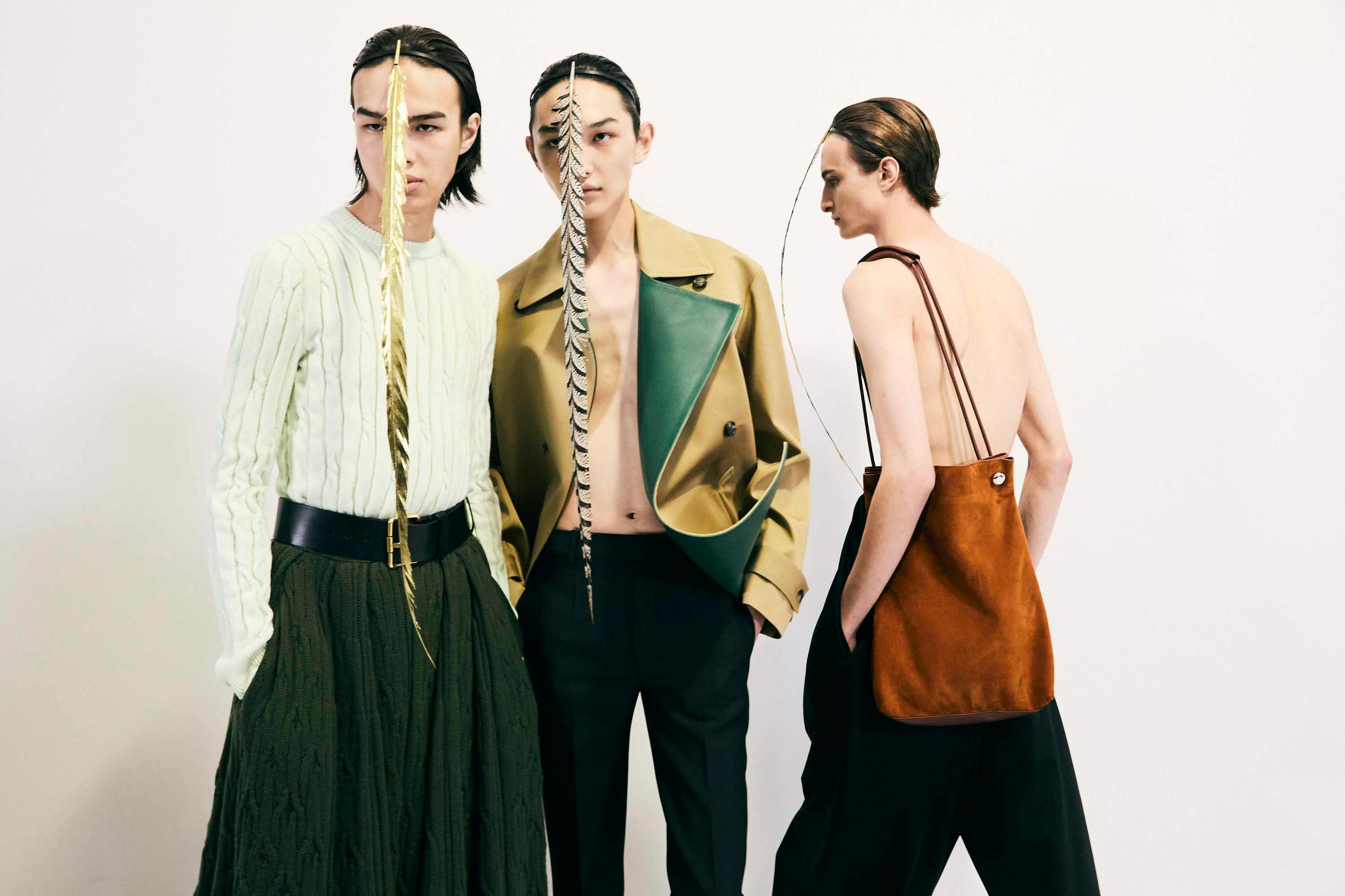 backstage at LOEWE SS25 menswear