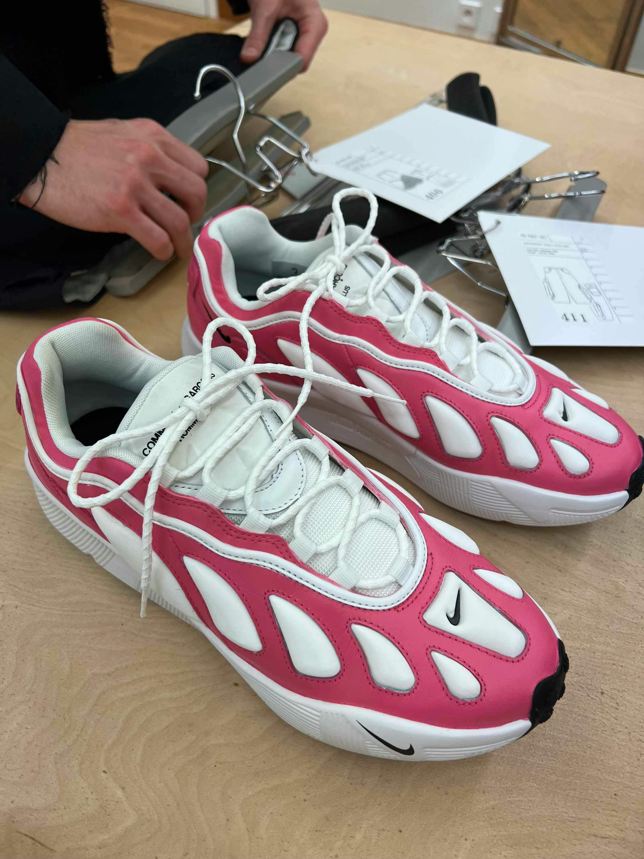 Nike & Comme des Garcons Homme Plus Spring/Summer 2025 sneaker collaboration in pink, white and blue