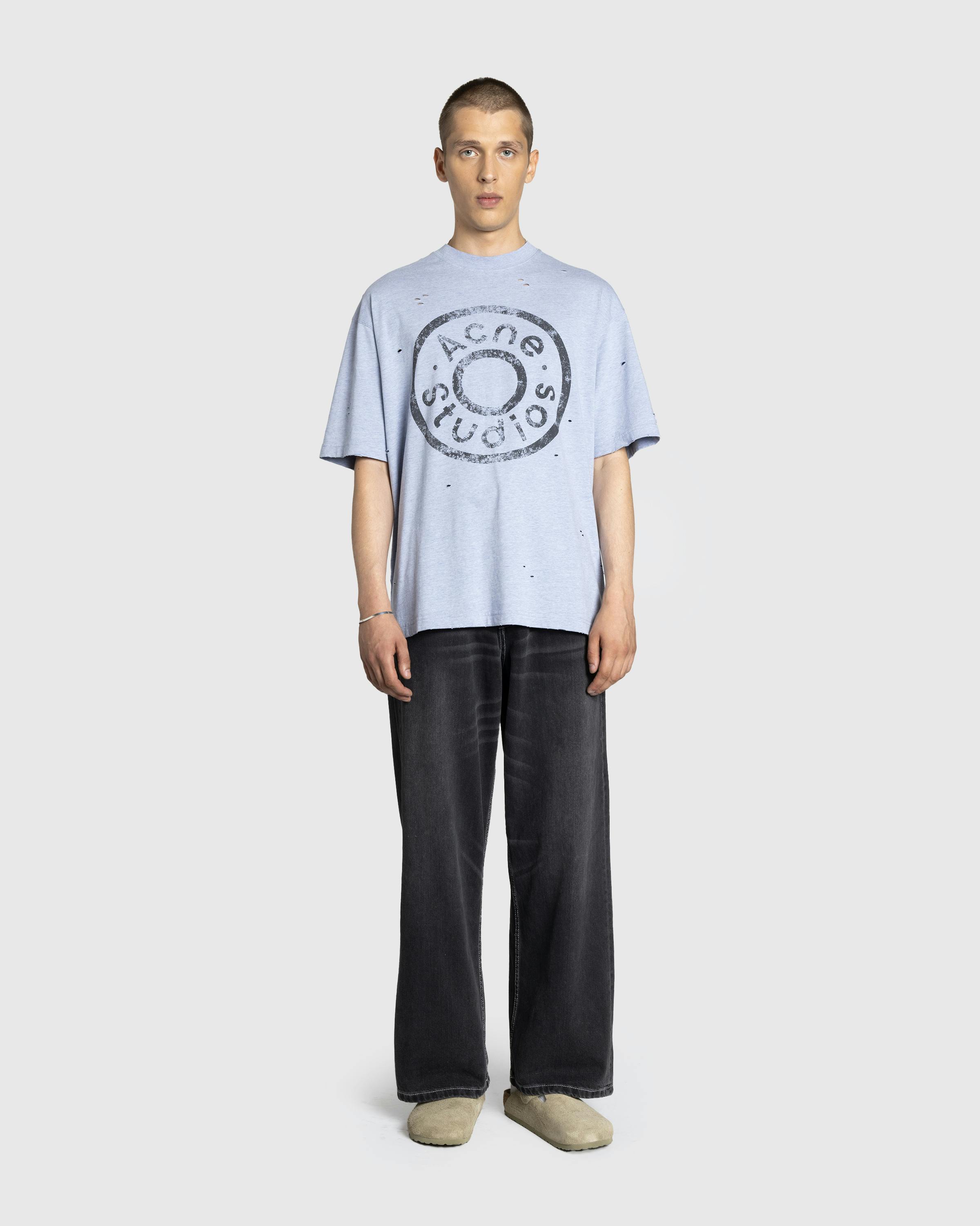 Acne Studios – Logo T-Shirt Blue Melange - Tees - Blue - Image 3