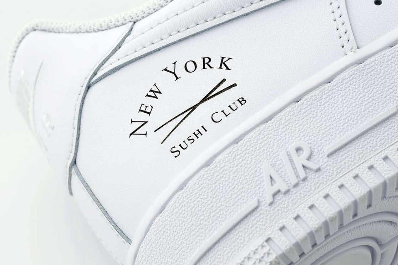 White Air Force Sneakers with Sushi Club logo