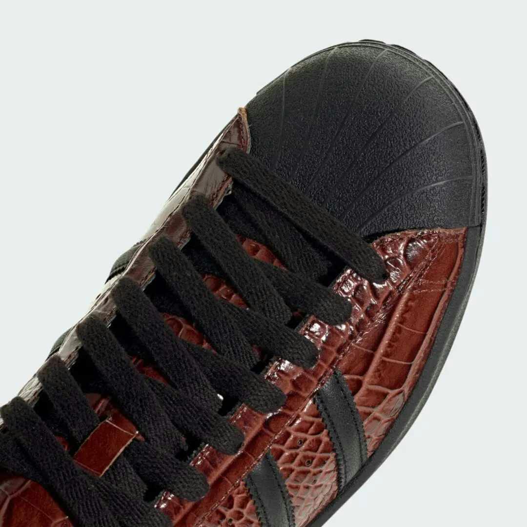 adidas croc leather superstar brown black