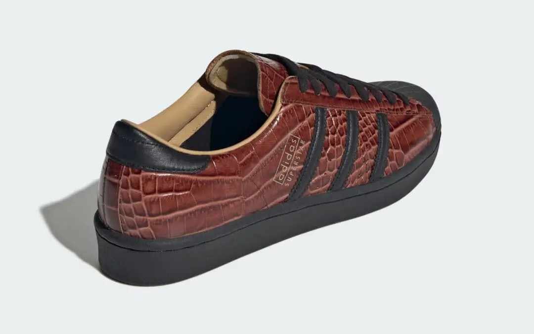 adidas croc leather superstar brown black