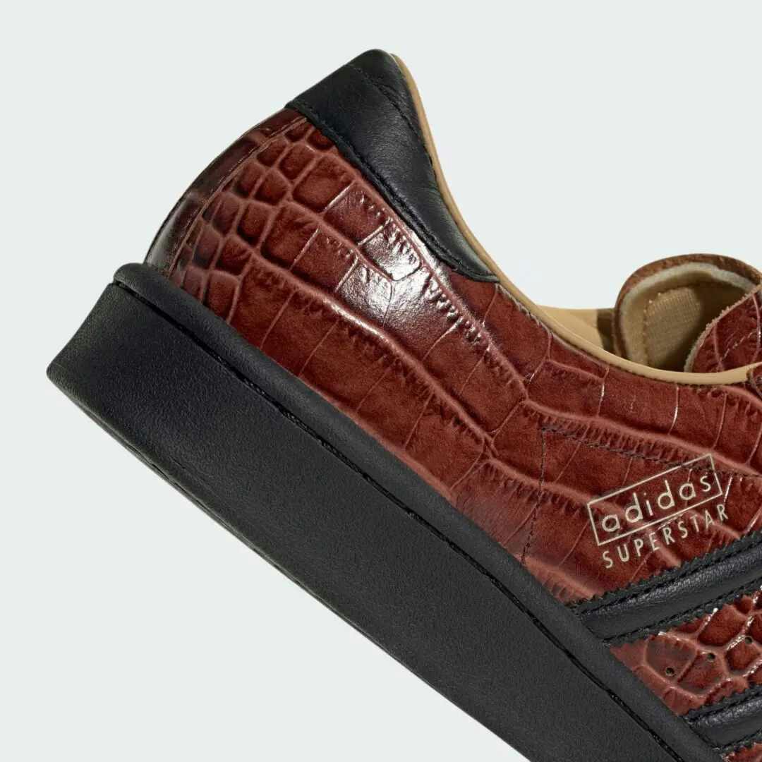 adidas croc leather superstar brown black