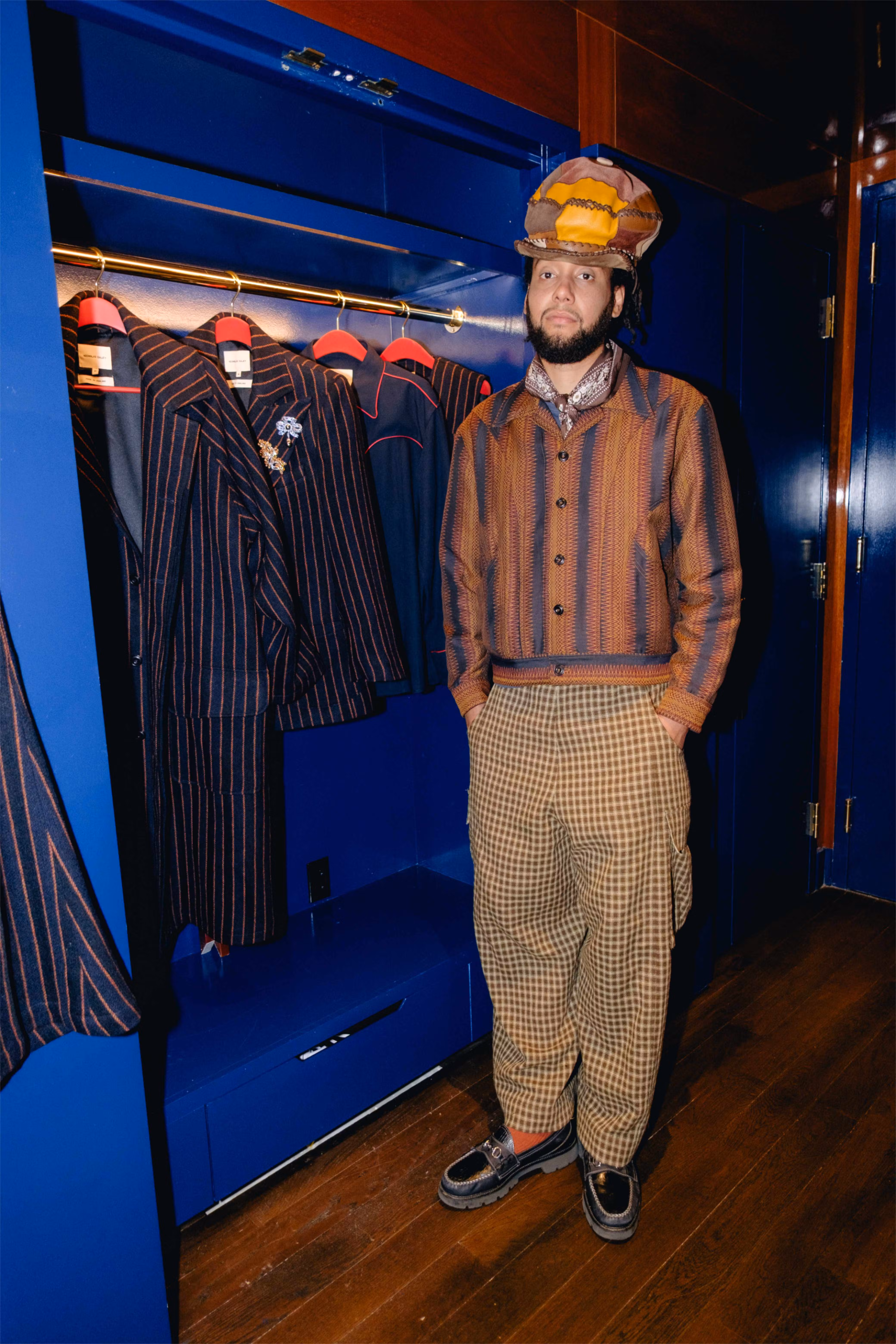 Designer Nicholas Daley with his three-piece look for Leon Bridges at the 2025 Met Gala.