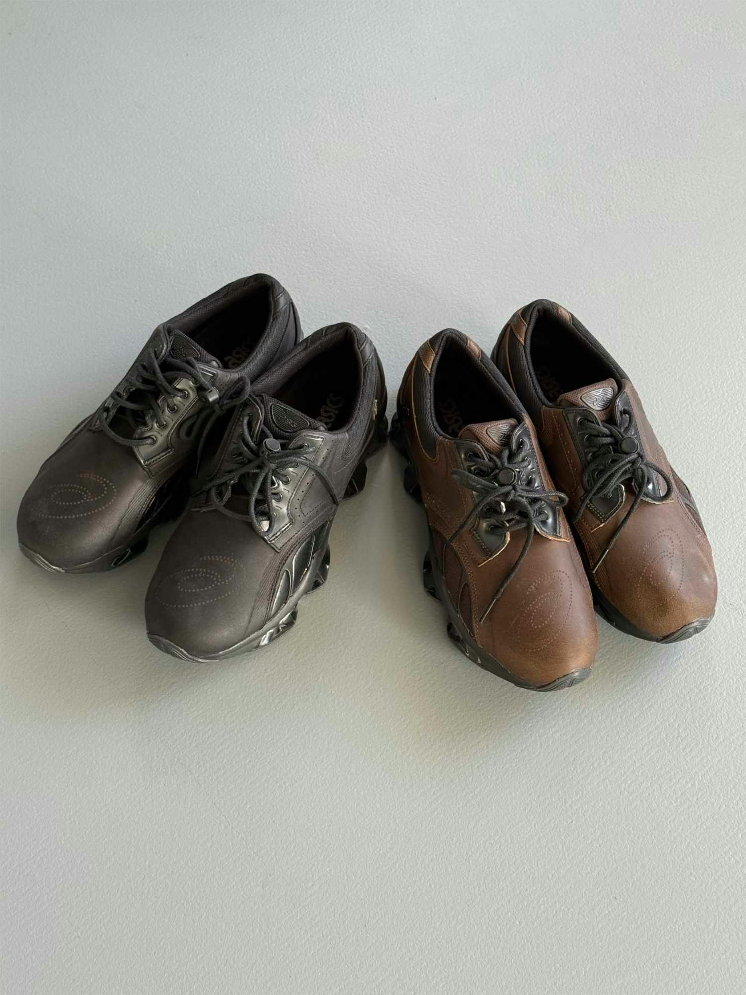 asics first leather gel sneaker sportswear in black and brown