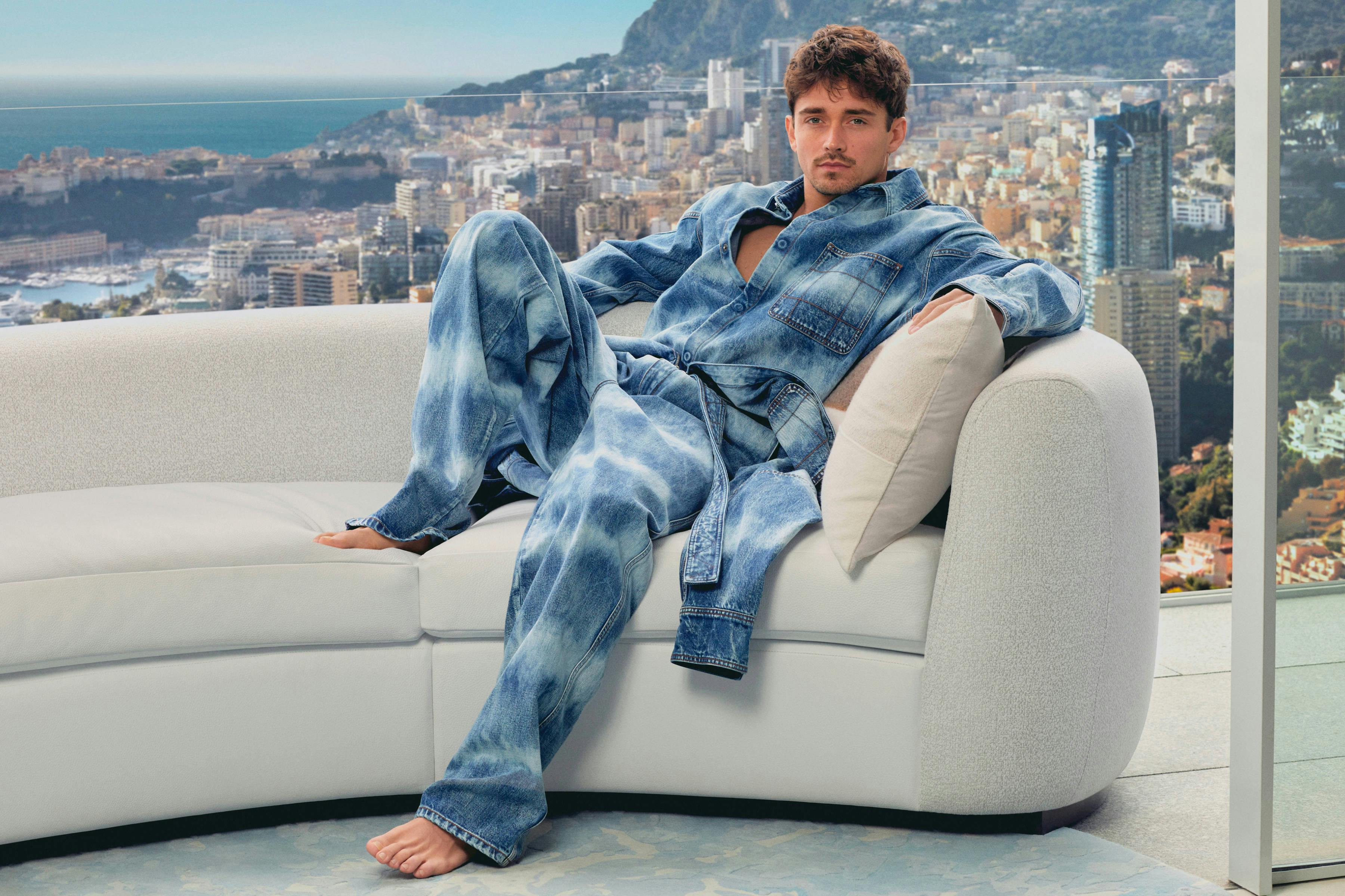 Charles Leclerc wears the new Ferrari x Charles Leclerc capsule collection
