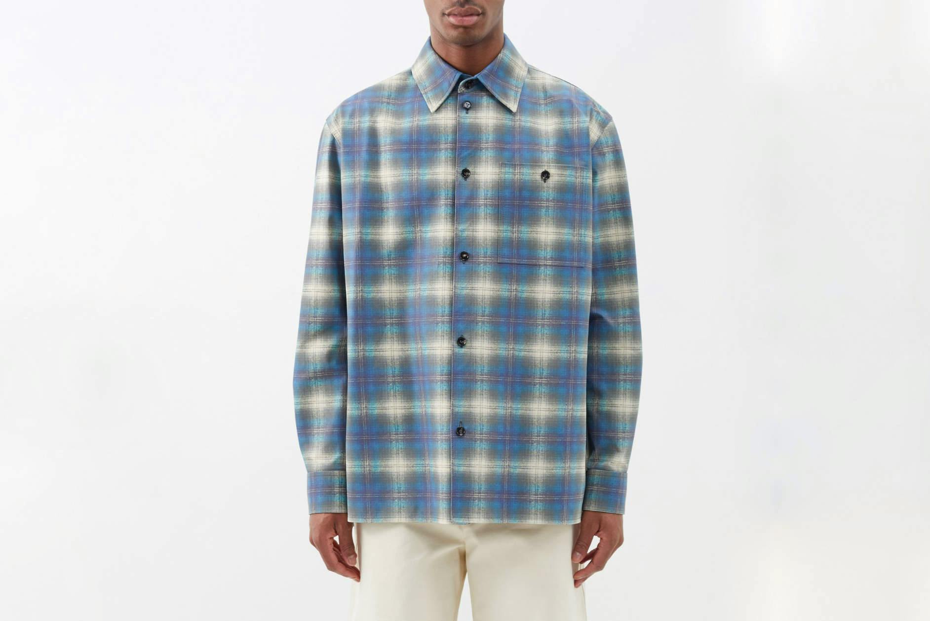 Printed Leather Checked Shirt - 0