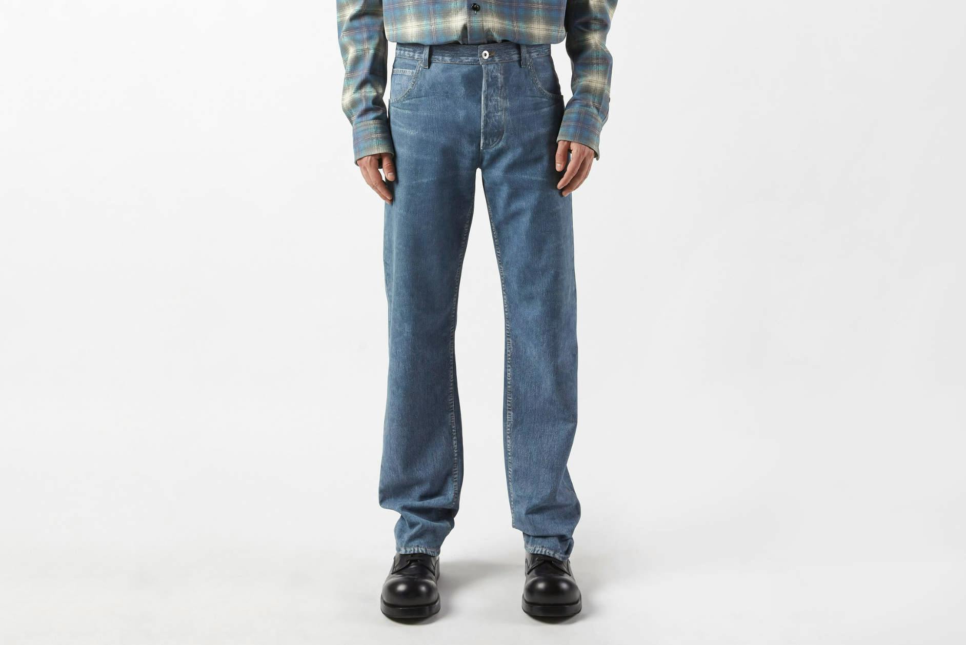 Denim-Print Leather Trousers - 0