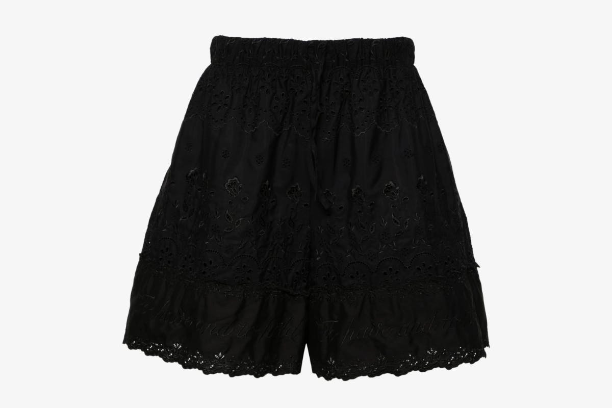 Broderie Anglaise Cotton Shorts - 0