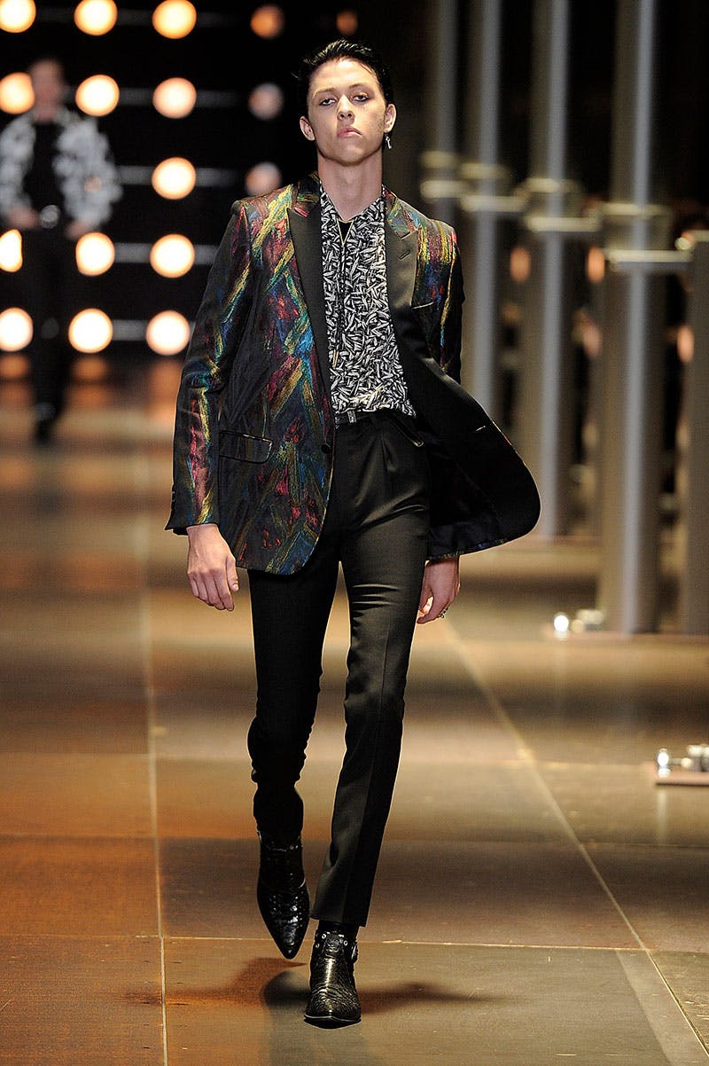 Hedi Slimane's clothes are known for their slim silhouettes.