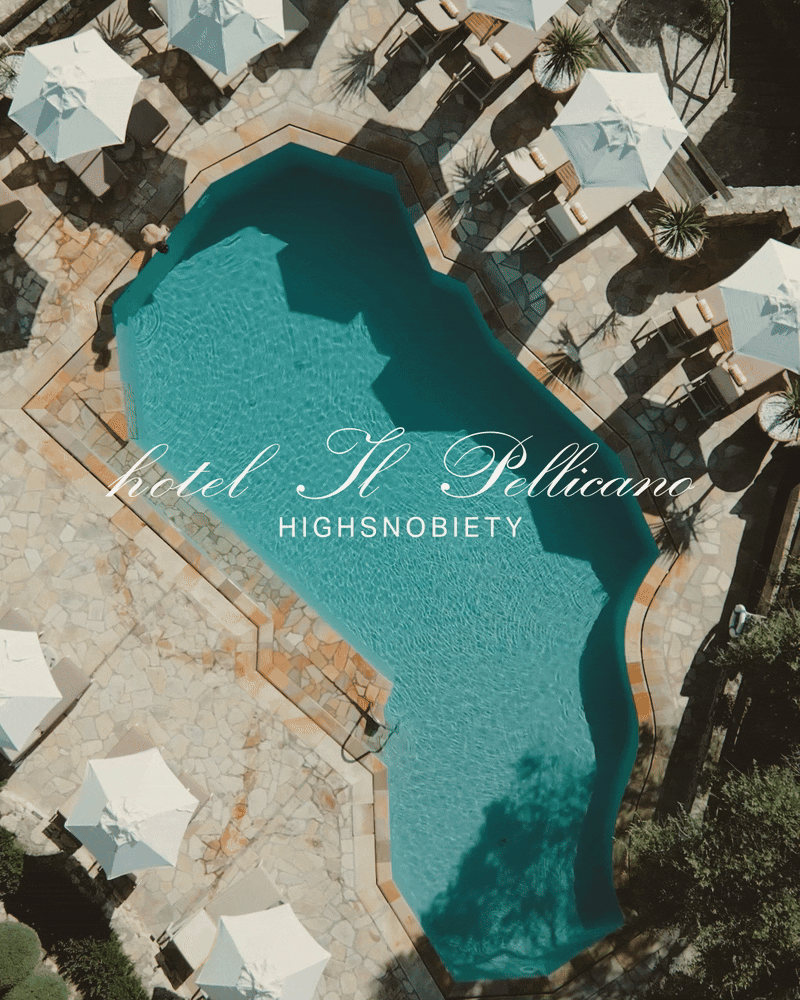 il pellicano hotel men diving into water with highsnobiety collaboration logo