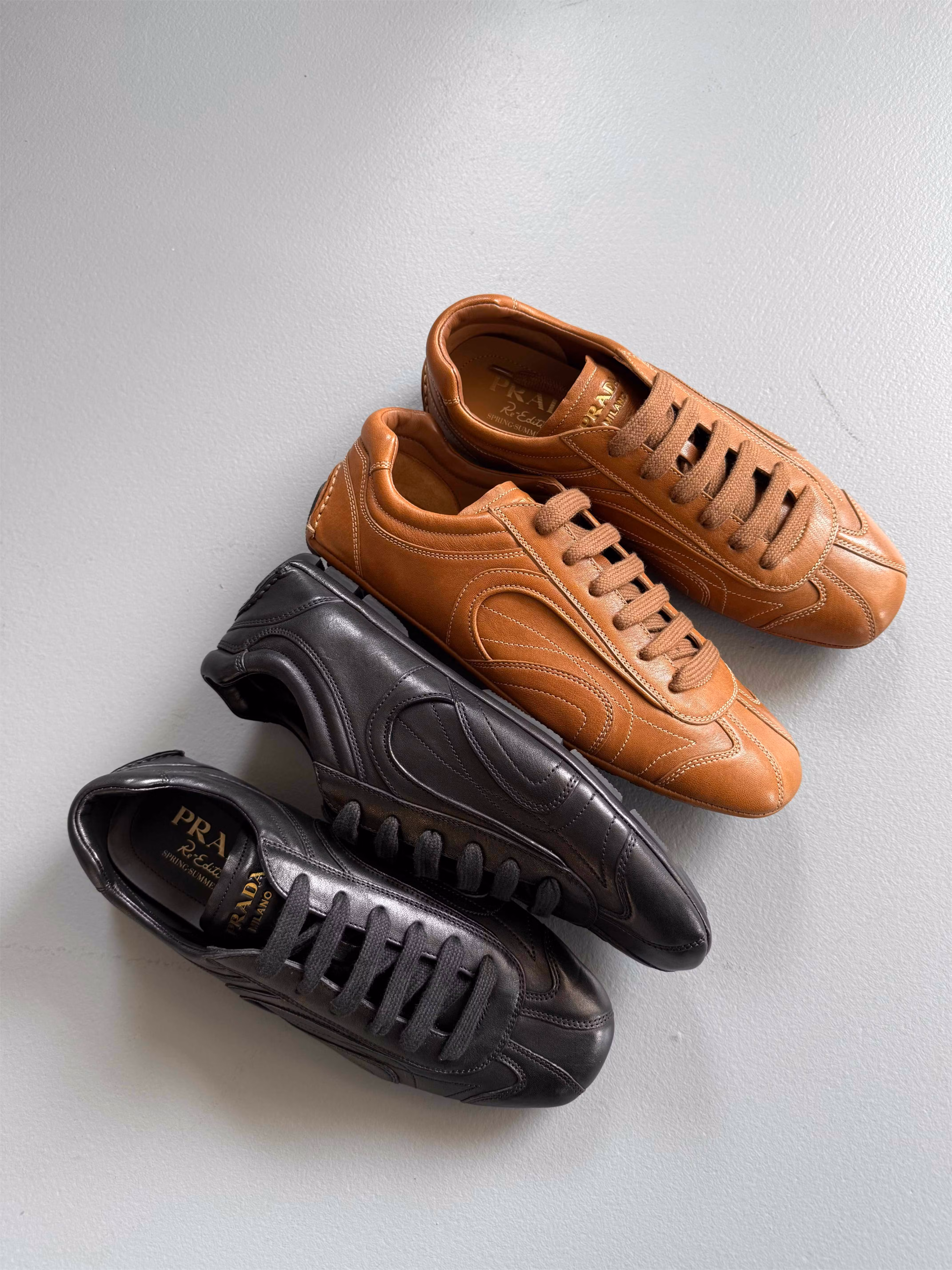 prada montecarlo leather sneaker spring summer 2025