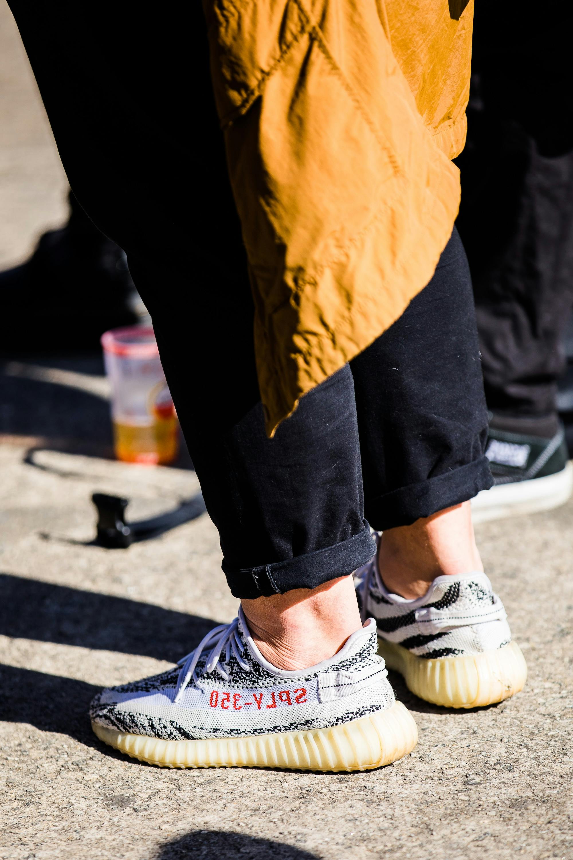 A photograph of adidas YEEZY BOOST 350 sneakers, to be sold in adidas YEEZY's late 2023 shoe sale