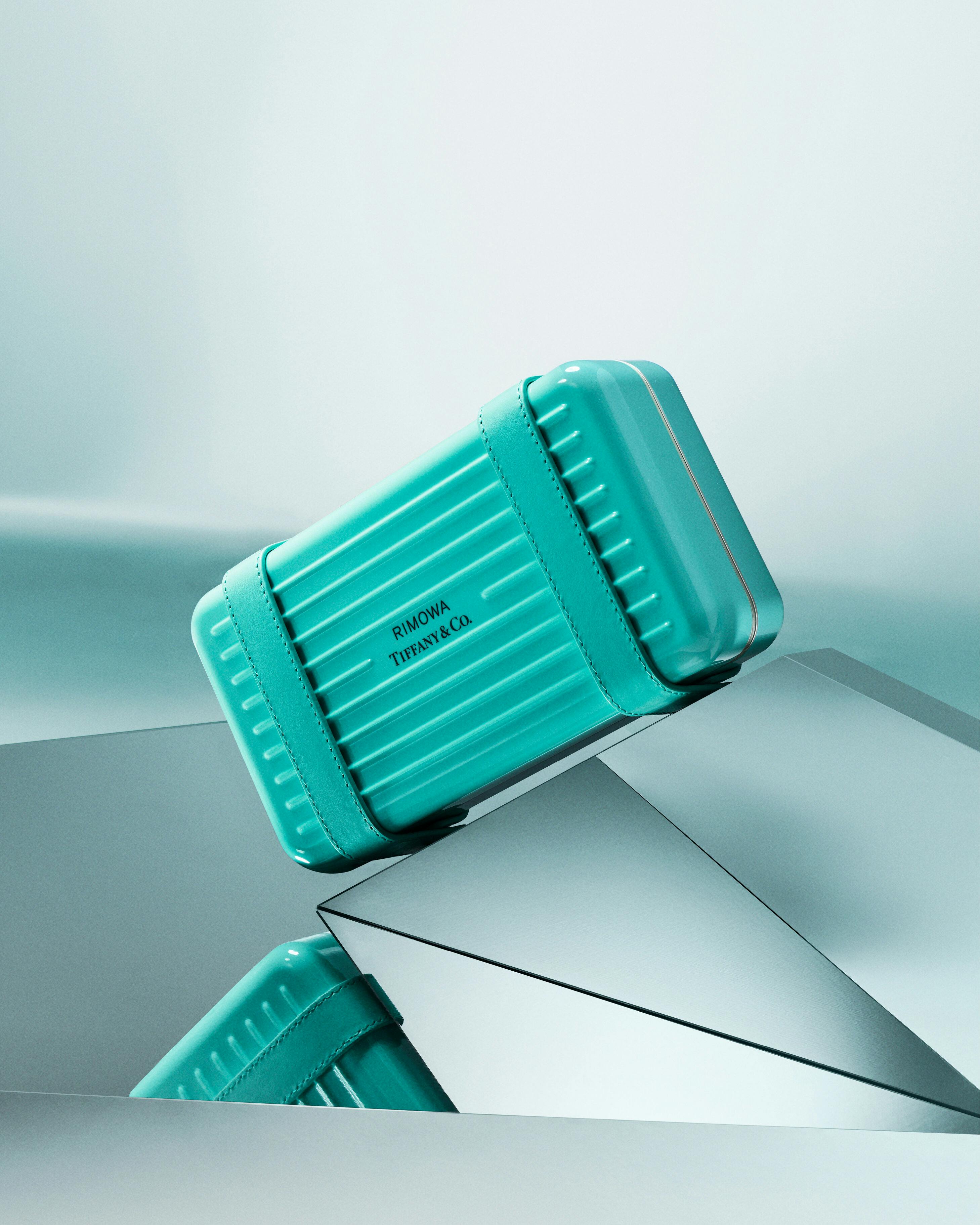 Campaign imagery of RIMOWA's Tiffany & Co. luggage collaboration