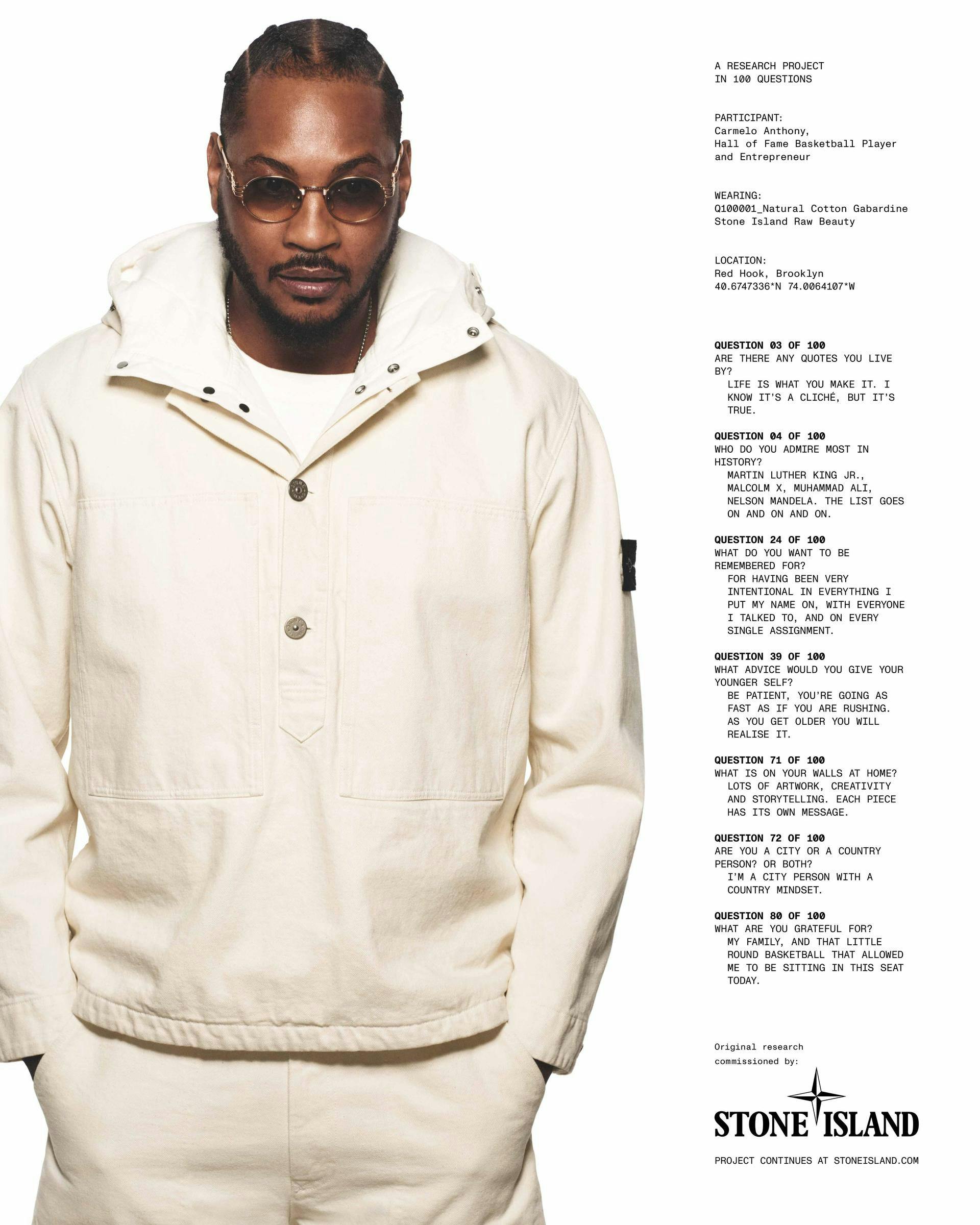 stone island raw beauty campaign clint 419 carmelo anthony