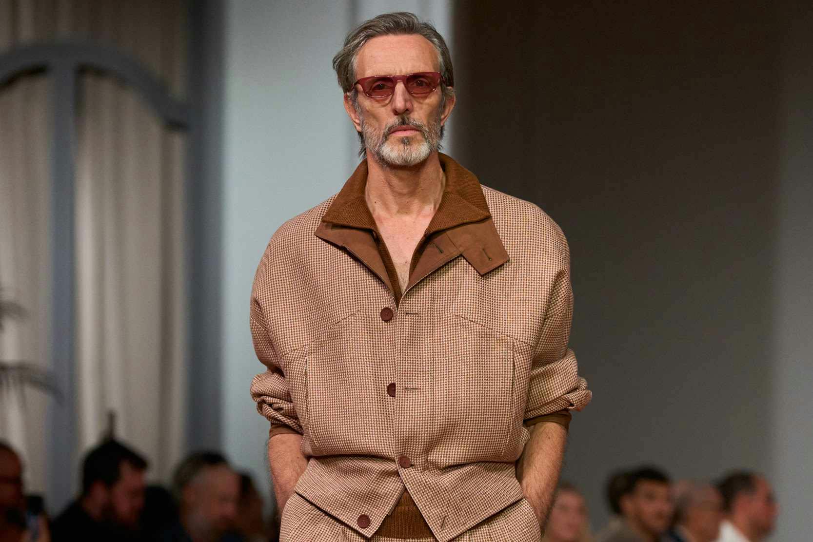 elderly model wearing zegna