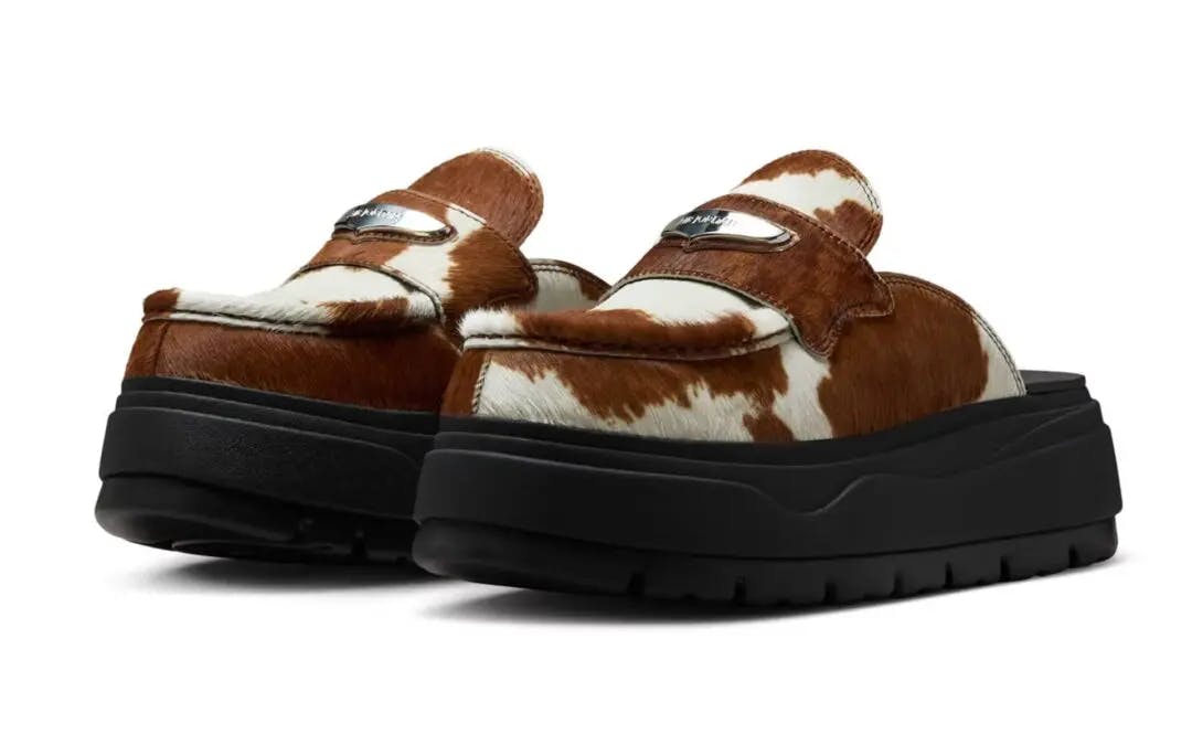 nike air jordan loafer mule cow print
