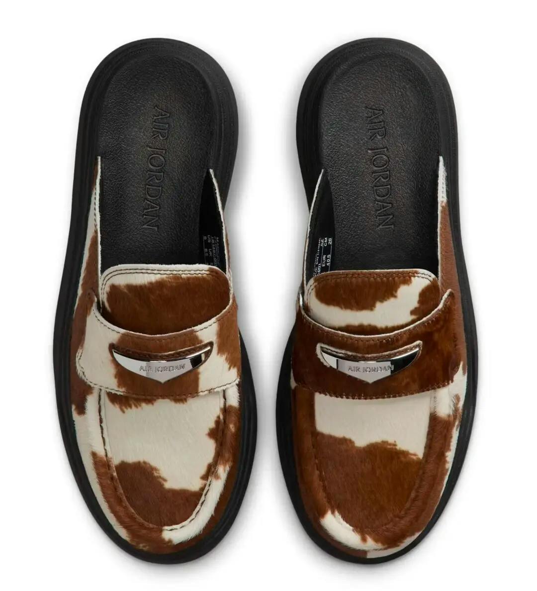 nike air jordan loafer mule cow print