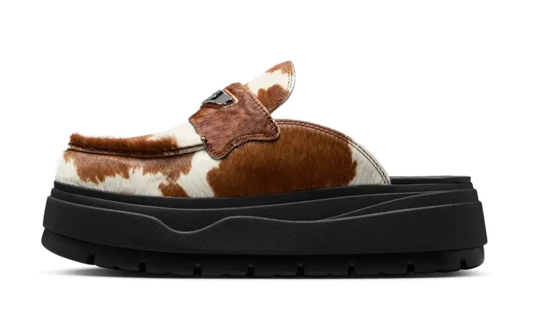 nike air jordan loafer mule cow print