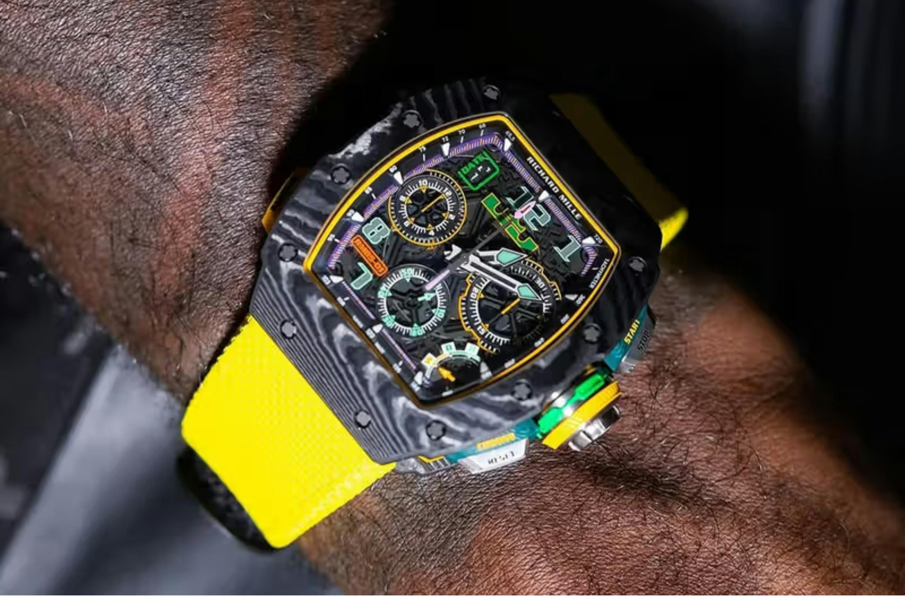 Richard Mille x Lebron, Lakers Richard Mille, New Richard Mille, Yellow strap watch, RM 65-01 “LeBron James"