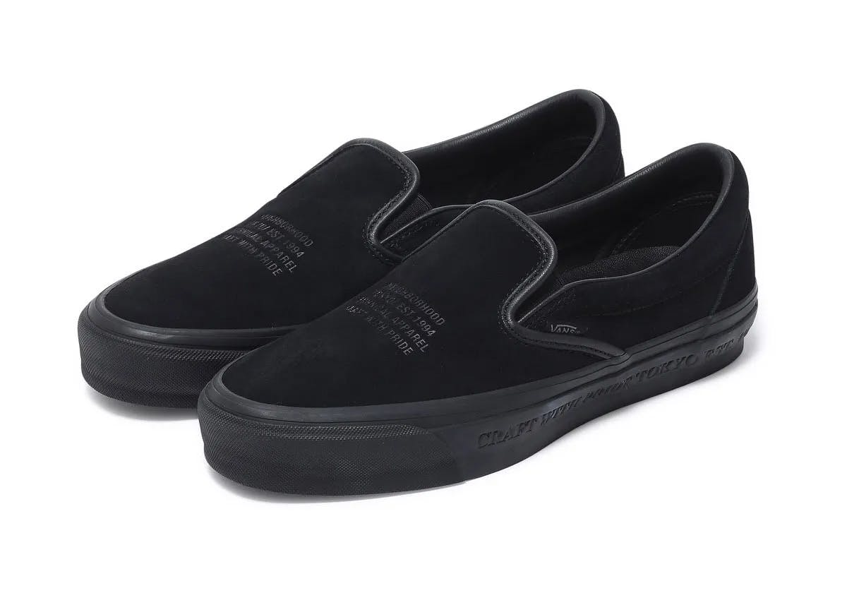 Vans OTE x NEIGHBORHOOD collab 2025, whit slip-on, black half cab