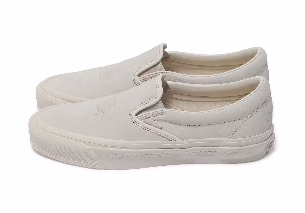 Vans OTE x NEIGHBORHOOD collab 2025, whit slip-on, black half cab