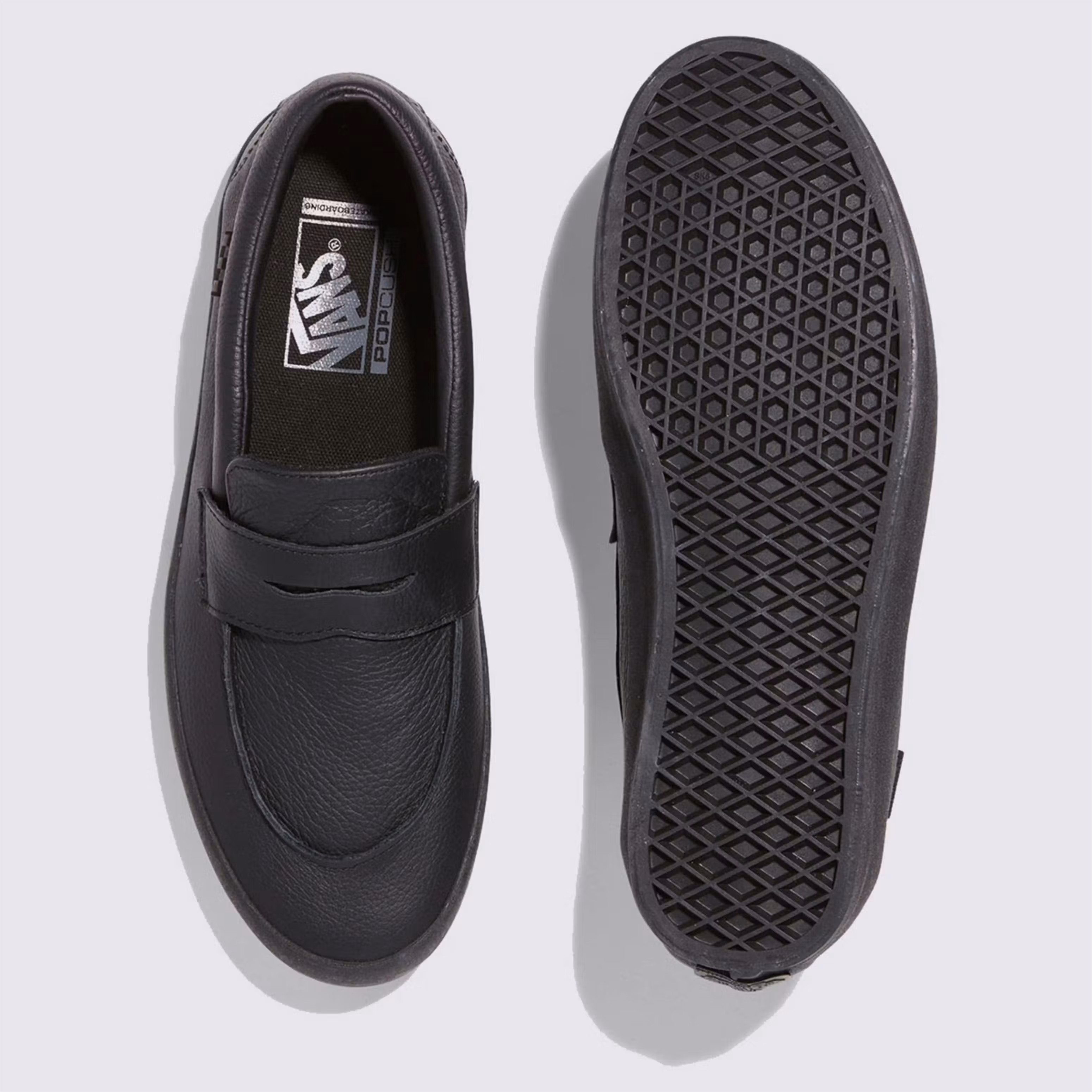 vans skate loafer sneaker black leather