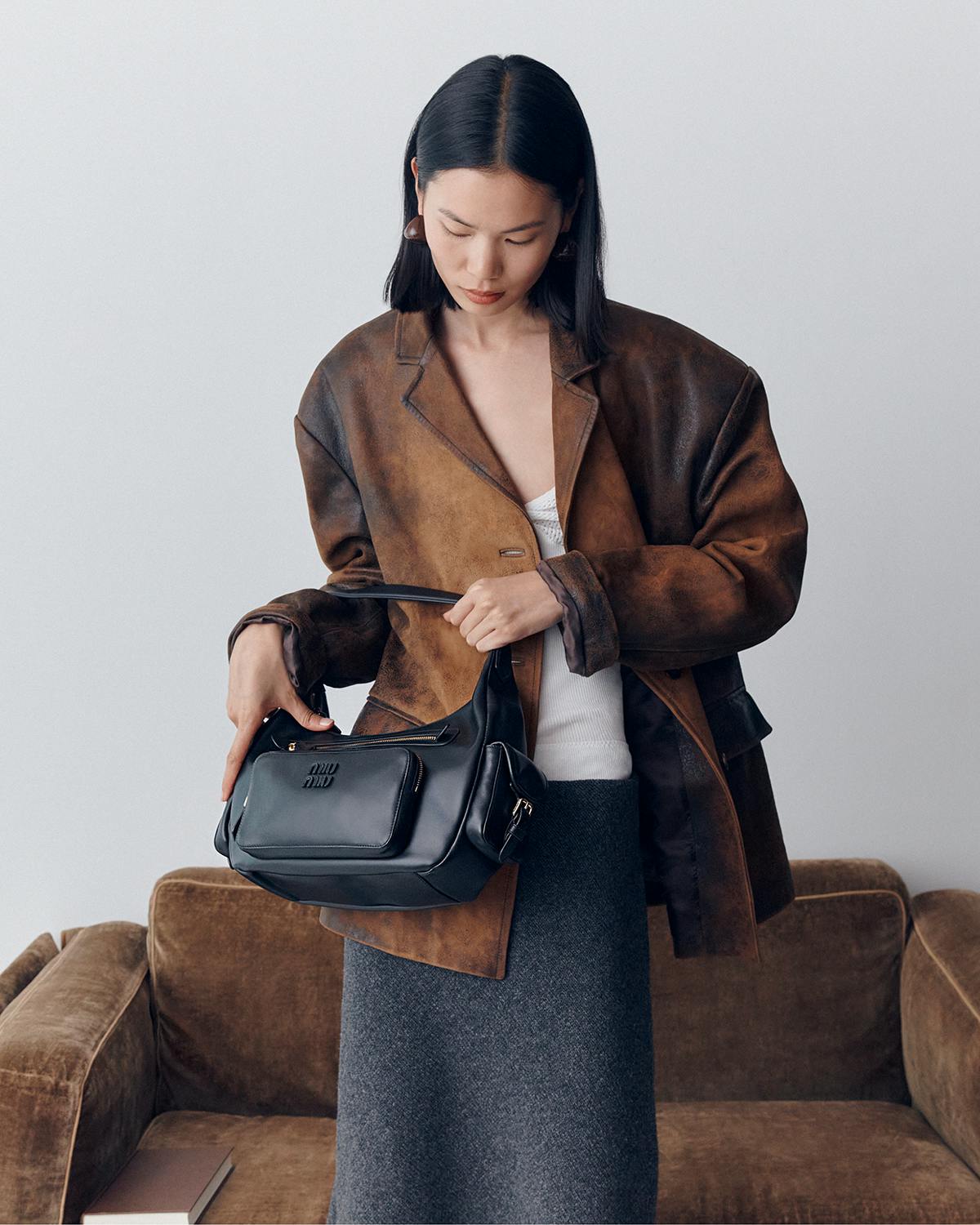 miu miu leather pocket bag campaign fw25