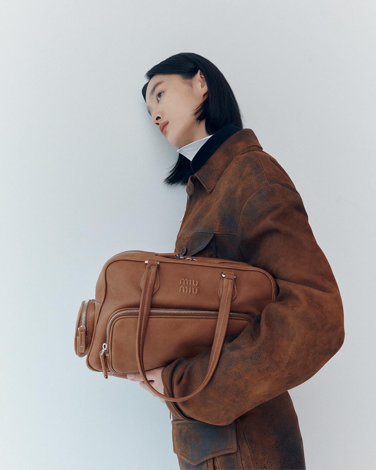 miu miu leather pocket bag campaign fw25