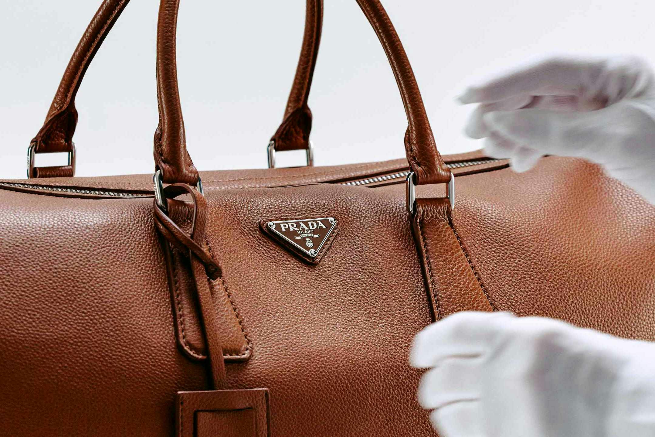 prada leather duffel bag making of photos factory