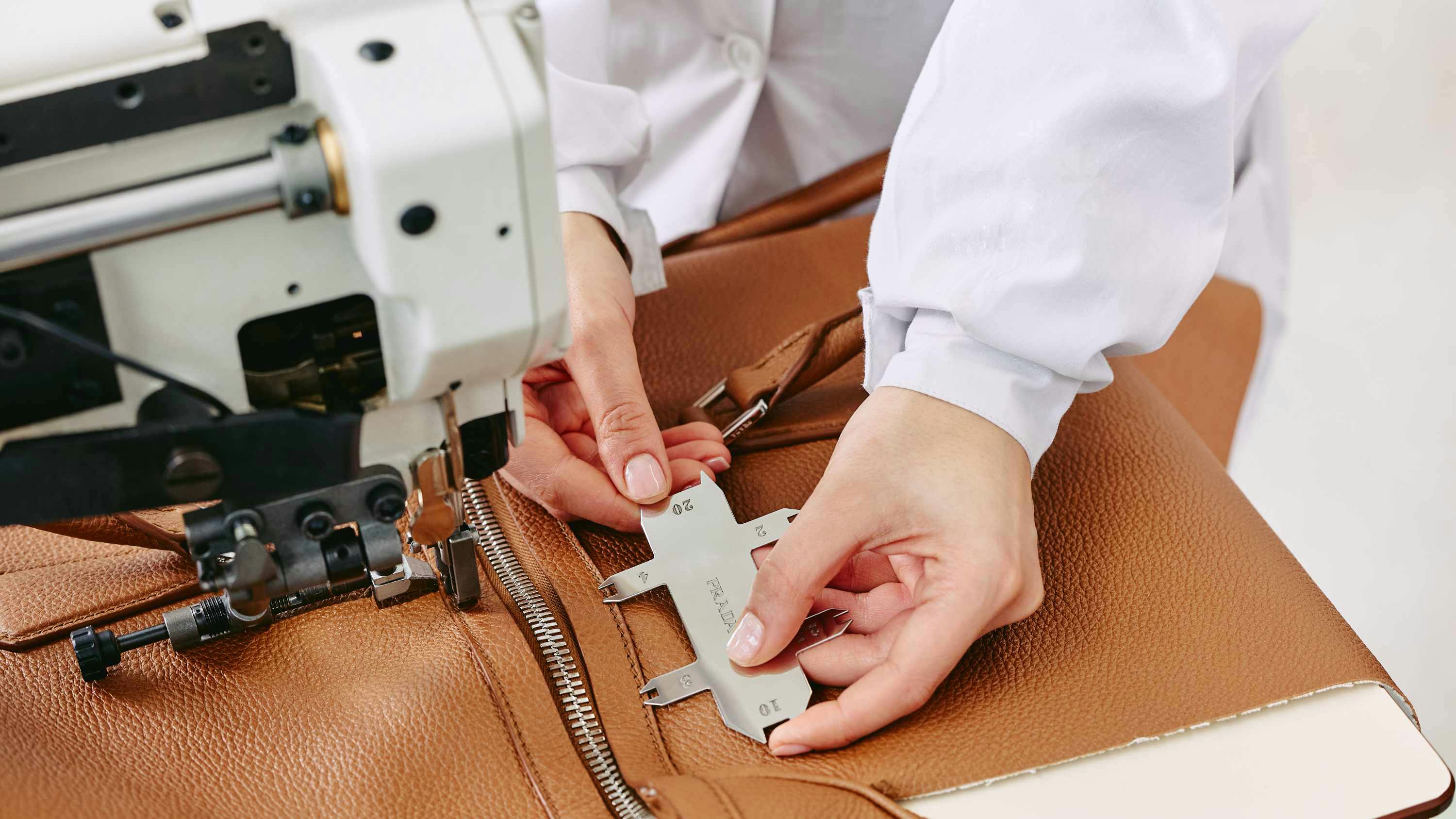 prada leather duffel bag making of photos factory