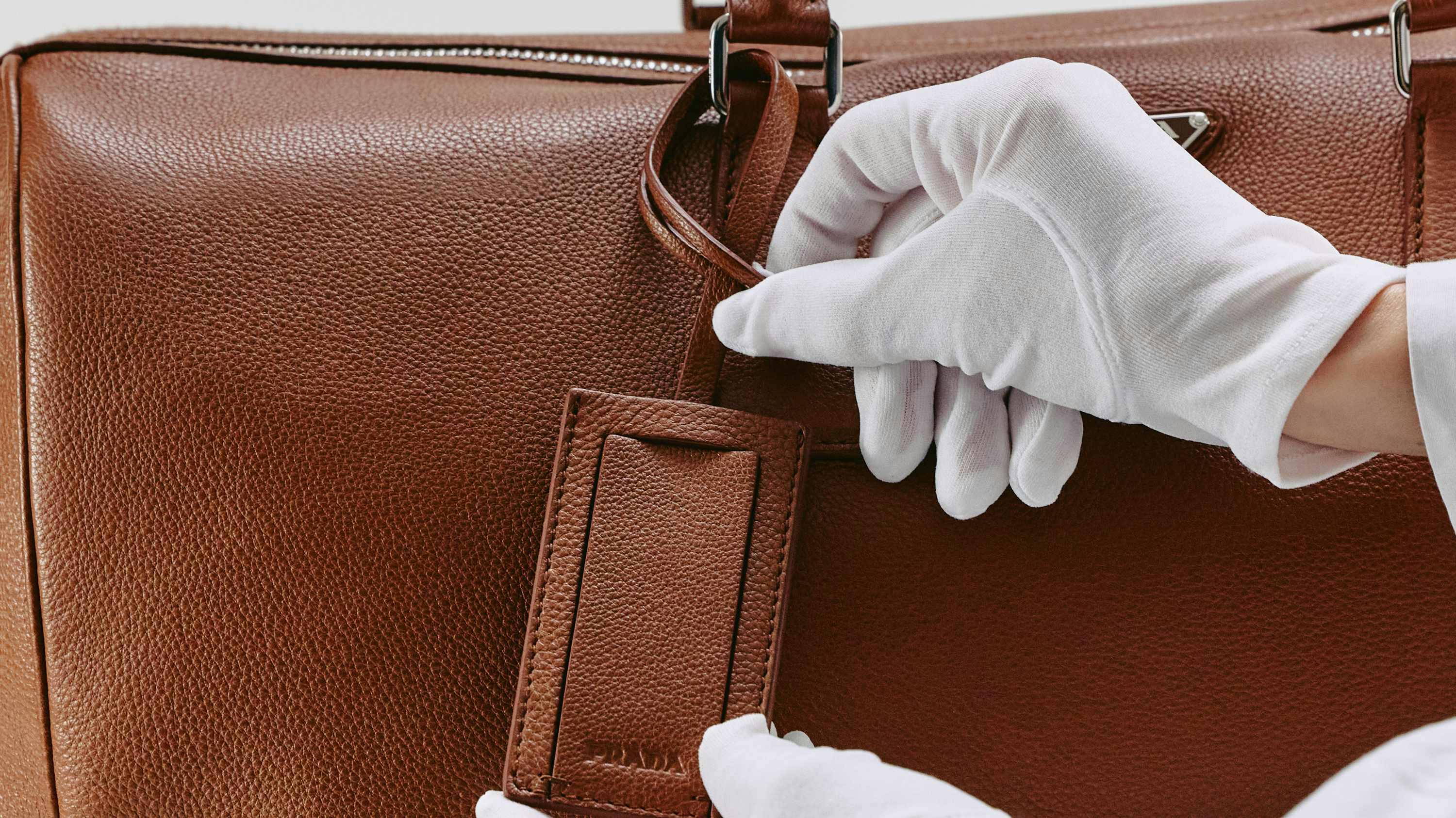 prada leather duffel bag making of photos factory