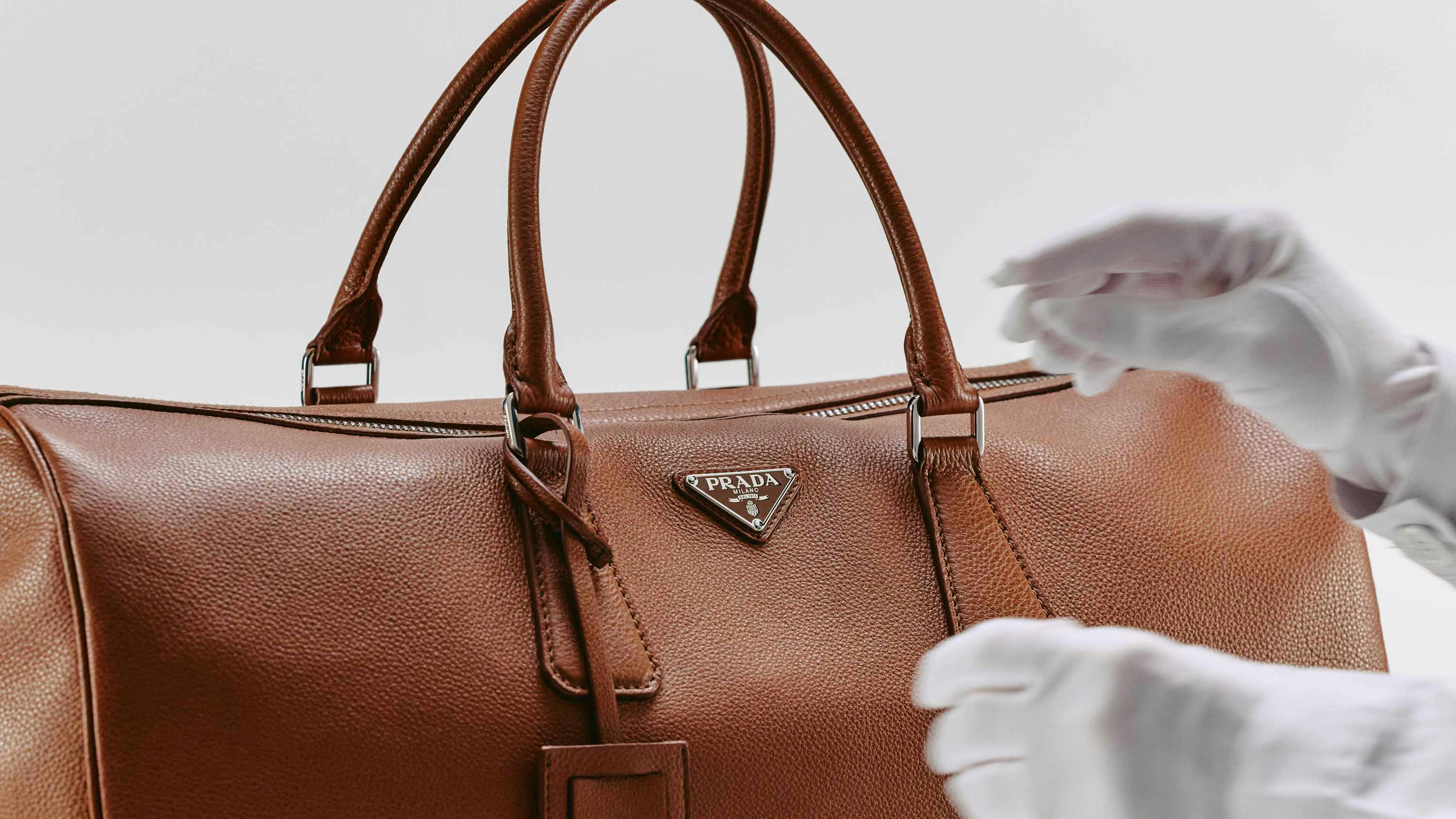 prada leather duffel bag making of photos factory
