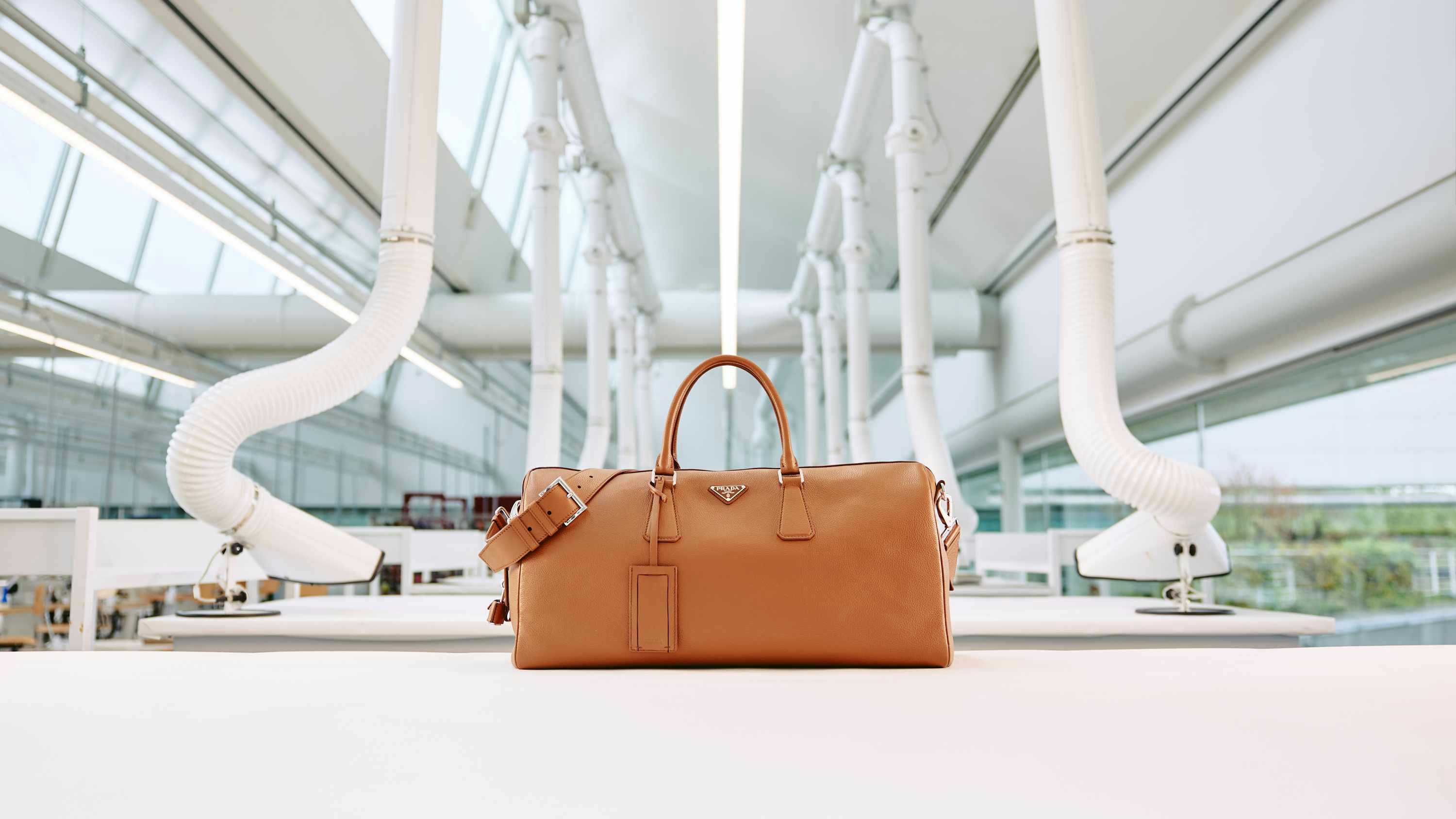 prada leather duffel bag making of photos factory