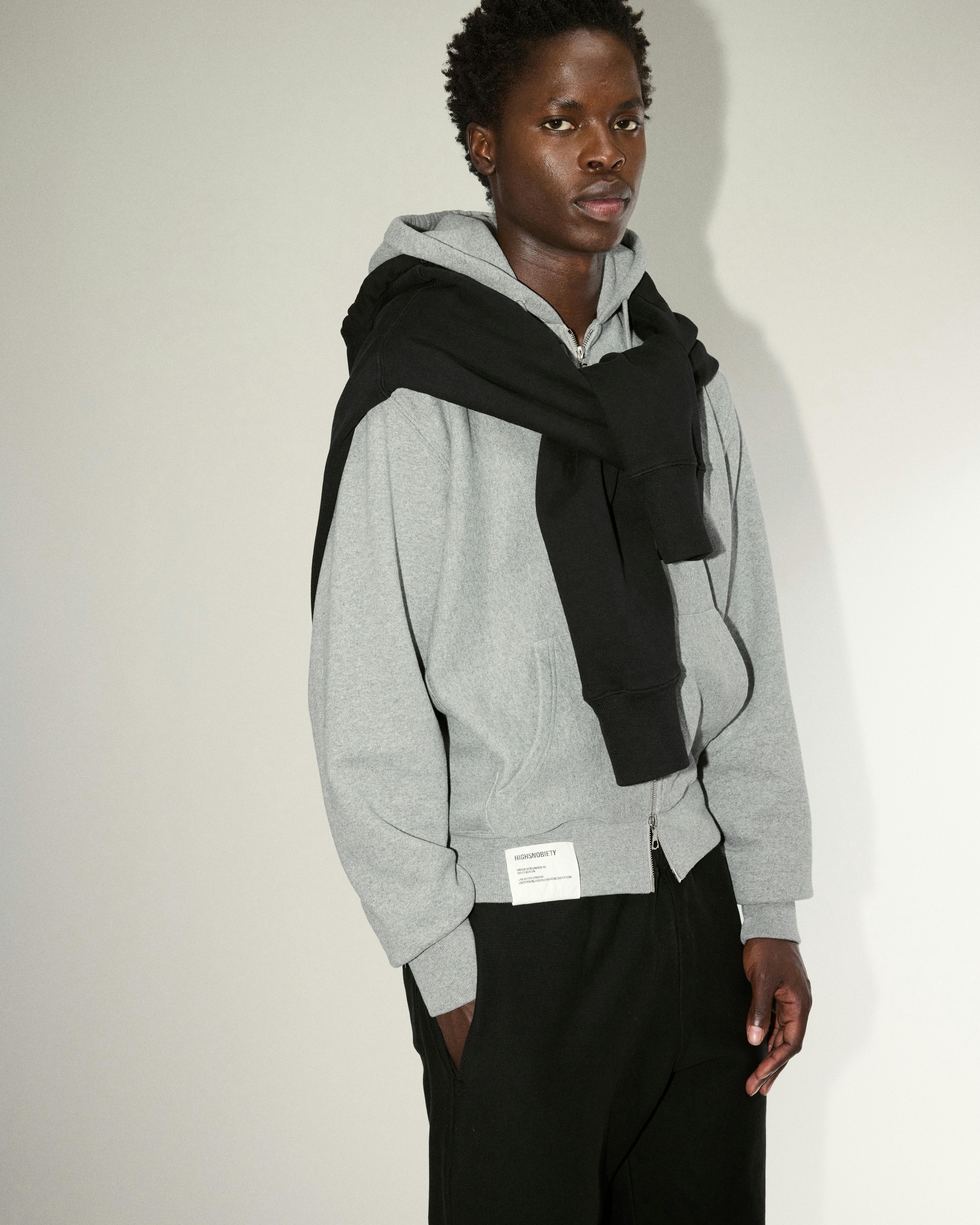 hs-staples-male-model-wearing-grey hoodie and black hoodie