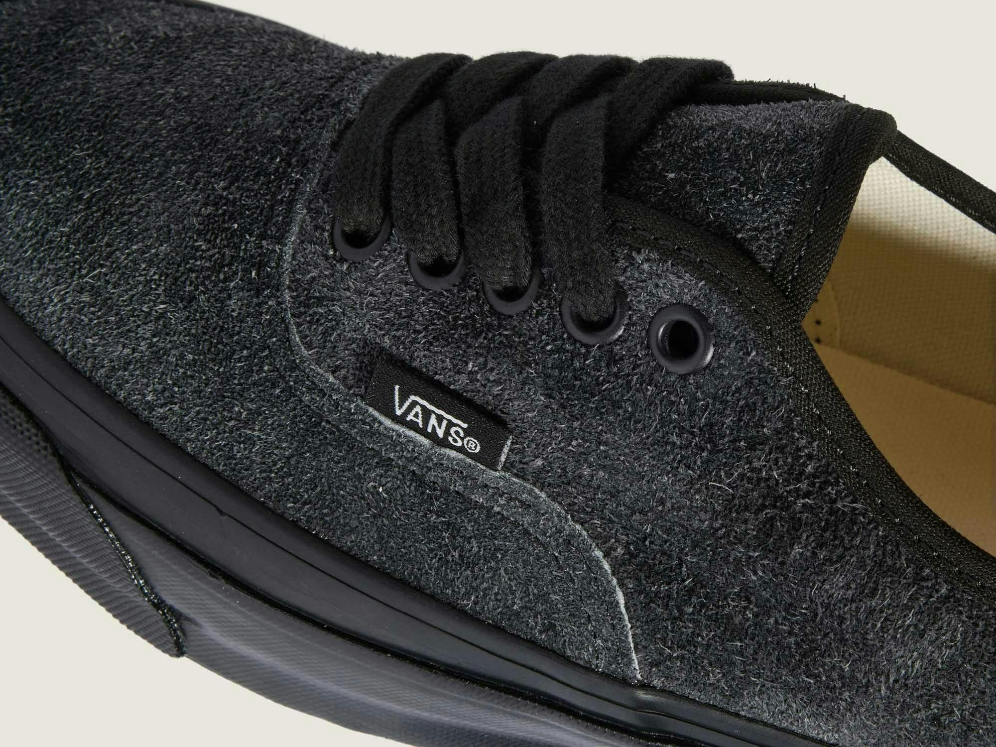 Vans premium suede authentic sneaker in black and grey