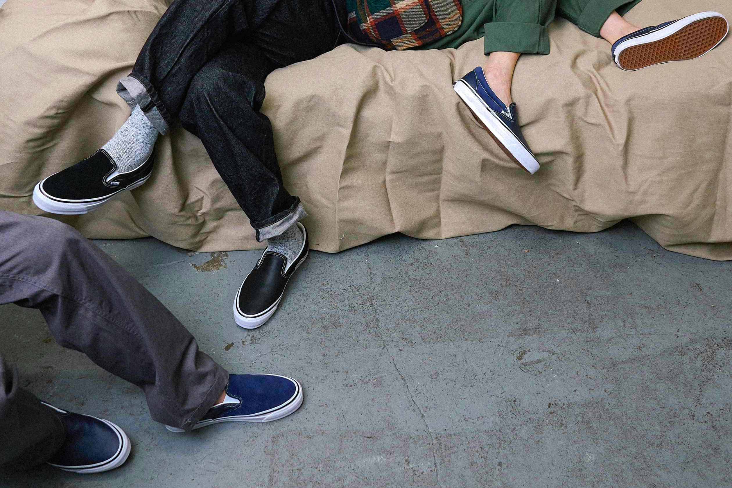 engineered garments vans slip on sneaker store exclusive colorways navy black