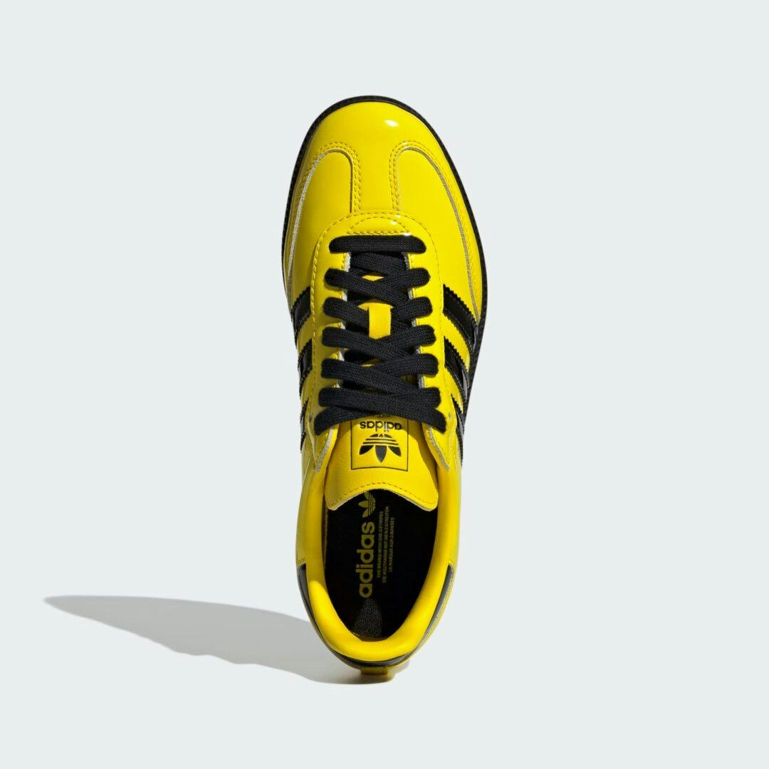 adidas bruce lee samba sneaker in black and yellow leather