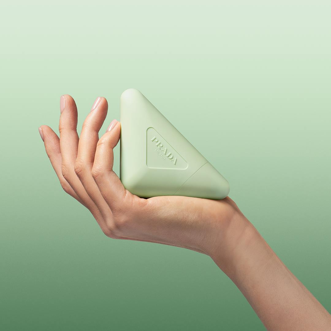Green triangular Prada hand lotion