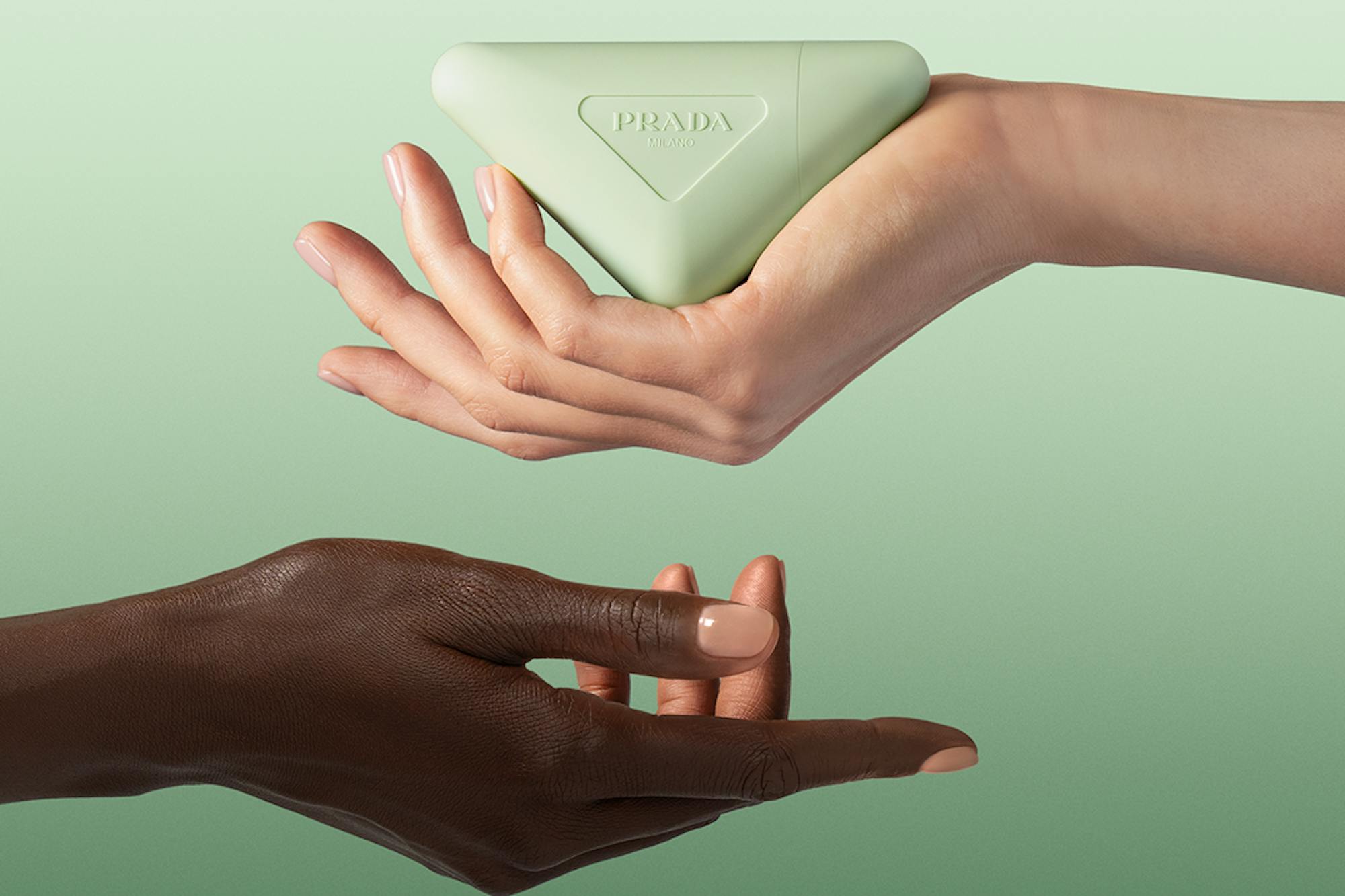 Green triangular Prada hand lotion