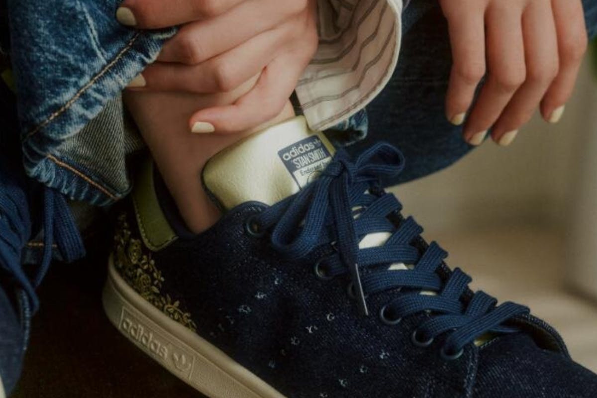adidas stan smith floral denim shoe
