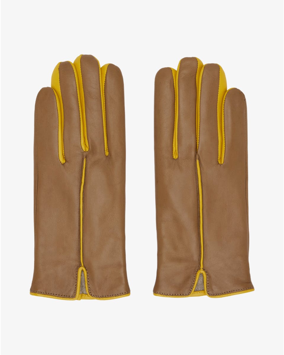 Brown & Yellow Statement Gloves