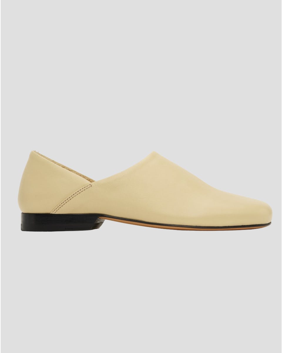 Beige Leather Slippers