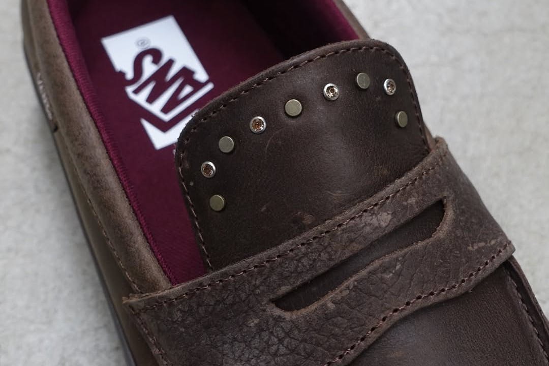 Vans brown leather loafer with studs