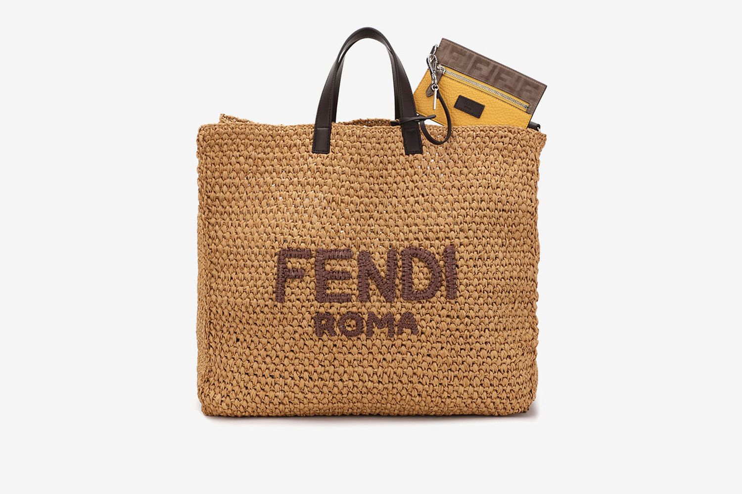 Beige Raffia Tote Bag