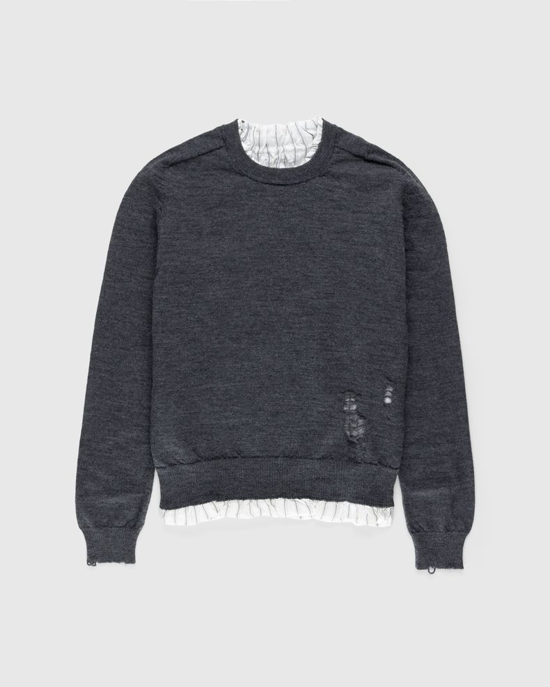 Maison Margiela – Distressed Crewneck Sweater Dark Grey
