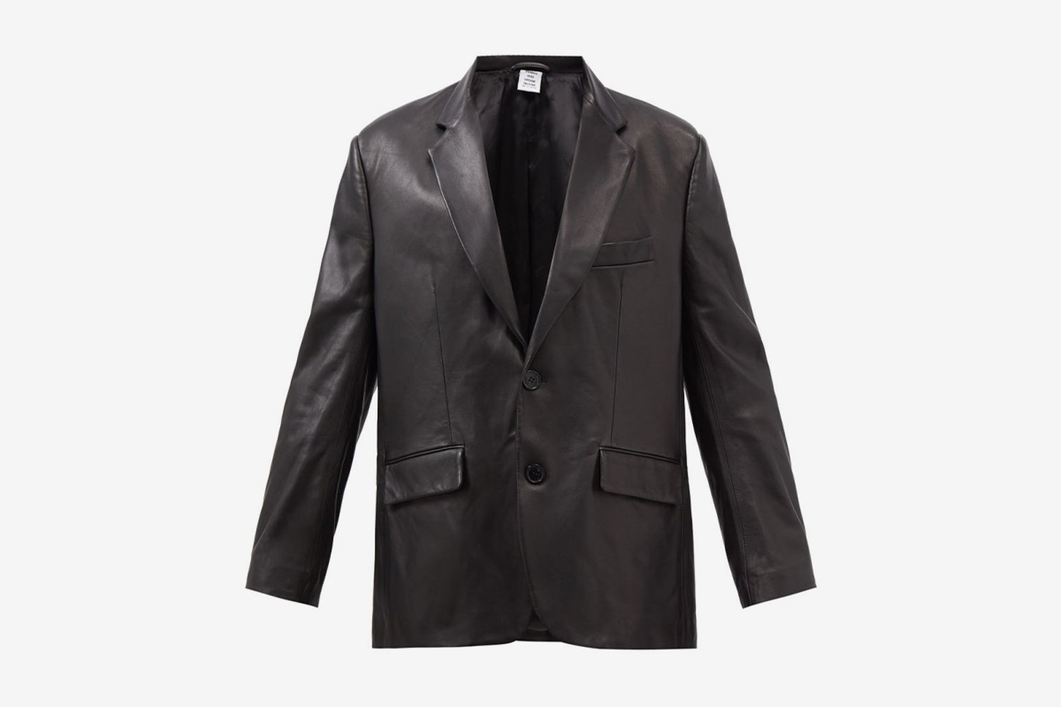Single-Breasted Leather Blazer