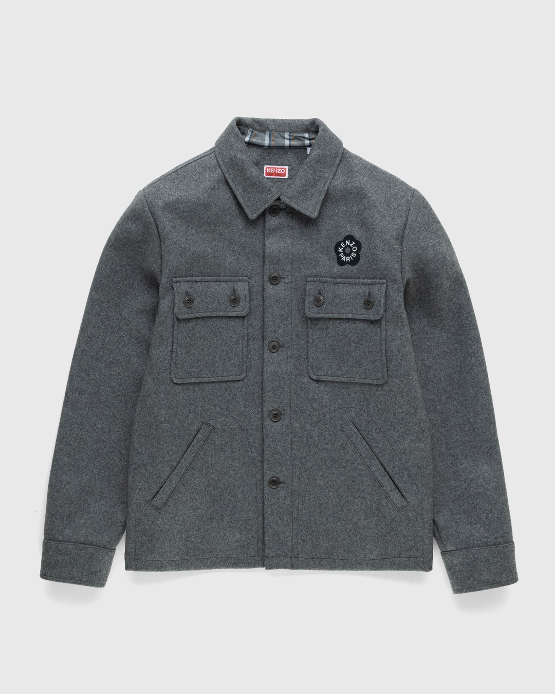 Kenzo – Wool ‘BOKE FLOWER 2.0’ Overshirt - Shirts - Grey - Image 1
